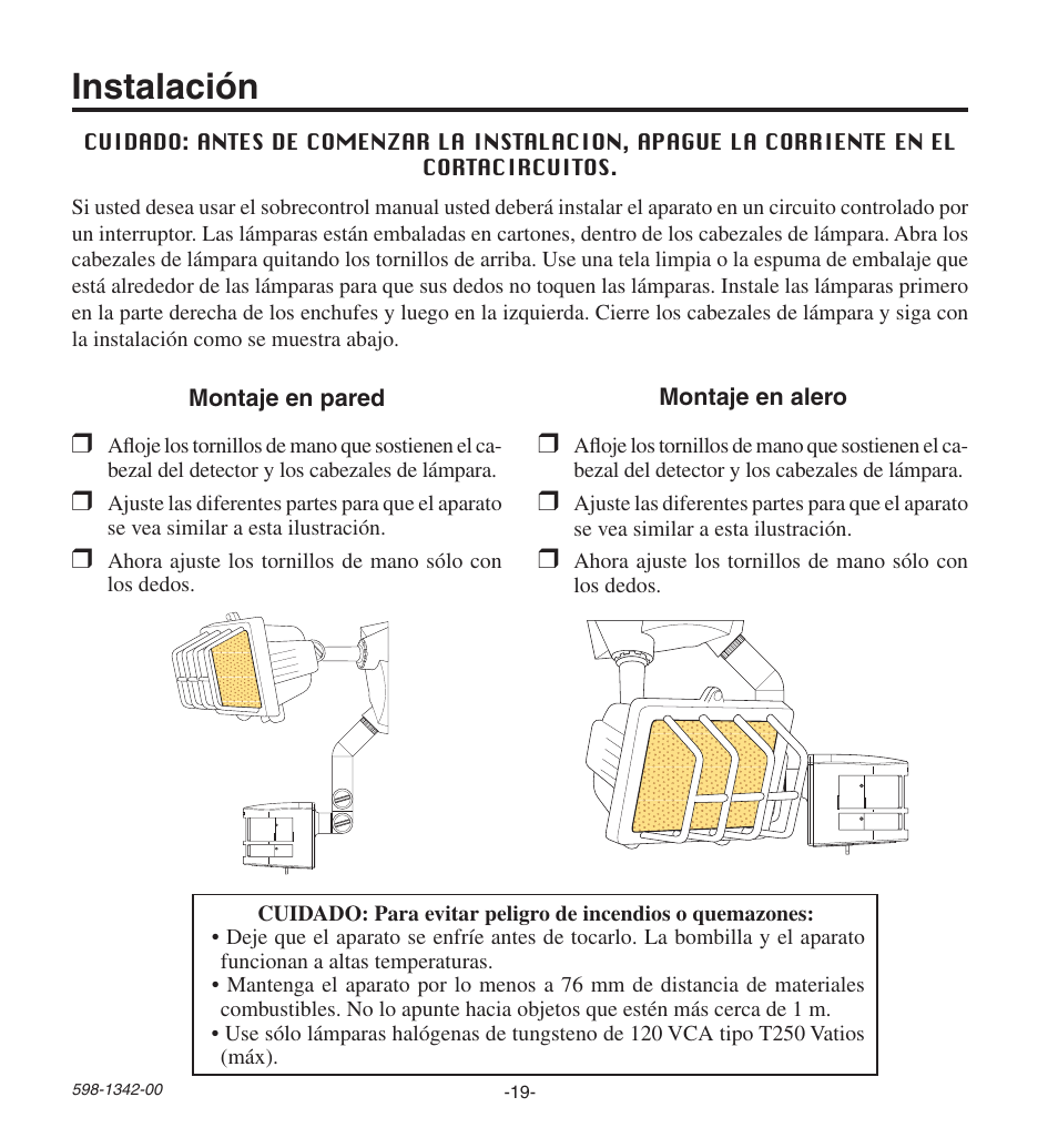 Instalación | Heath Zenith Secure Home UT-9260-BZ User Manual | Page 19 / 42