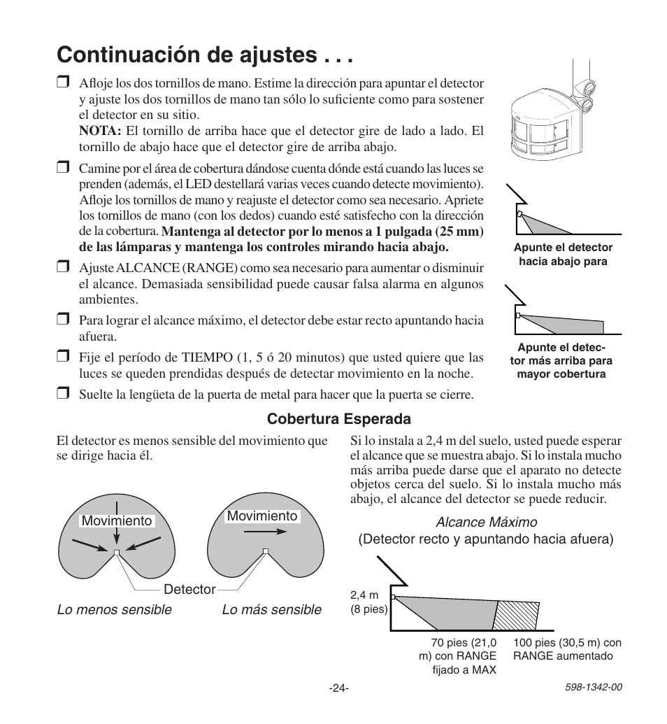Continuación de ajustes | Heath Zenith Secure Home UT-9260-BZ User Manual | Page 24 / 42