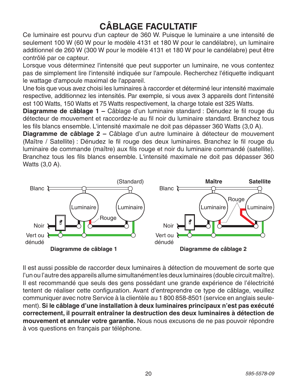 Câblage facultatif | Heath Zenith DualBrite Motion Sensing Coach Light 595-5578-09 User Manual | Page 20 / 24