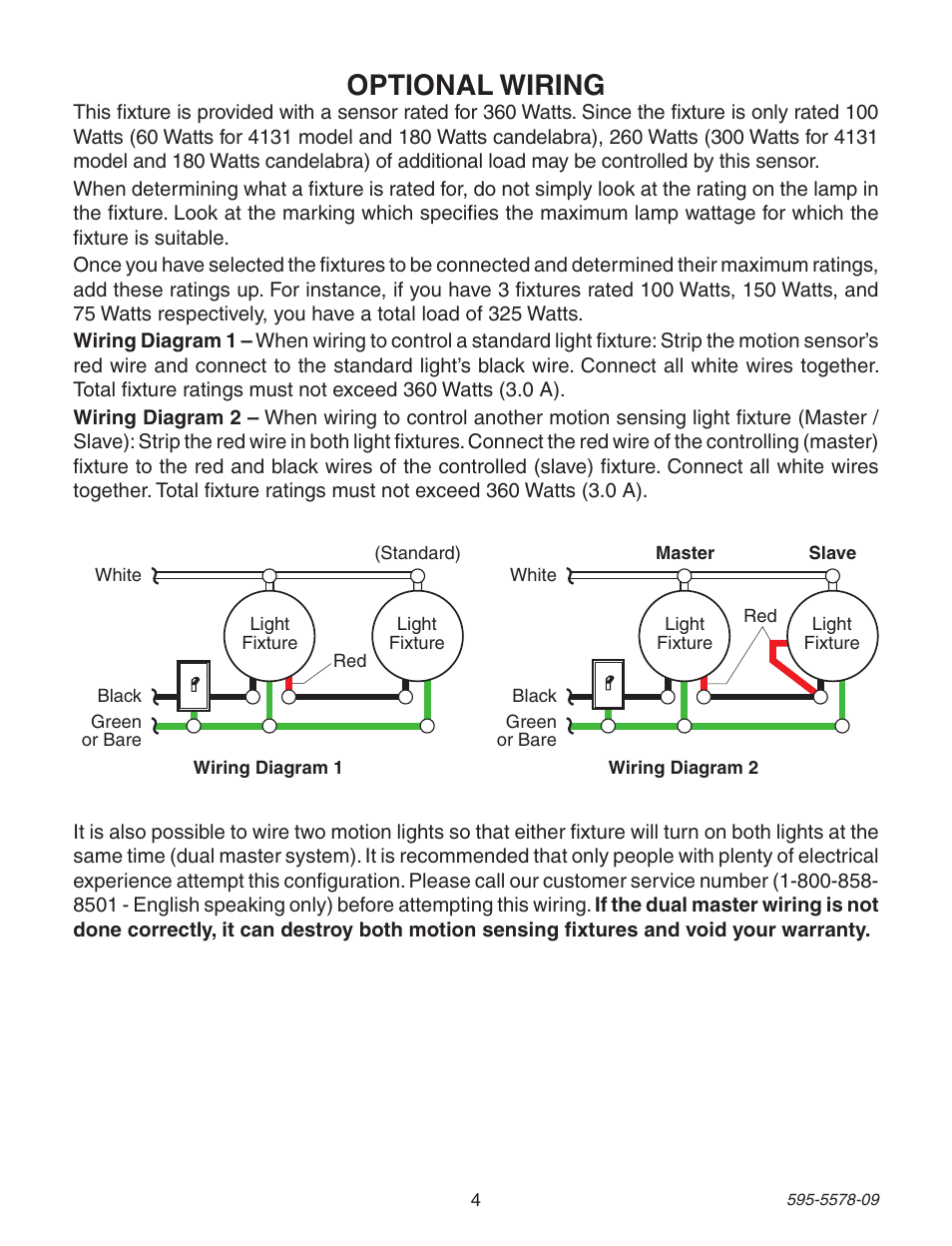 Optional wiring | Heath Zenith DualBrite Motion Sensing Coach Light 595-5578-09 User Manual | Page 4 / 24