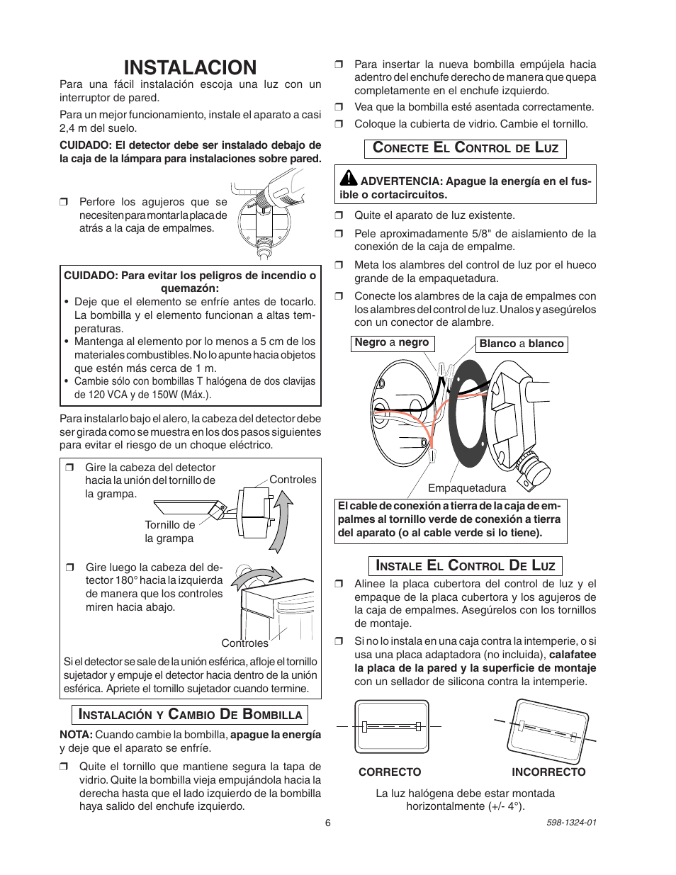 Instalacion | Heath Zenith BL-5511 User Manual | Page 6 / 12