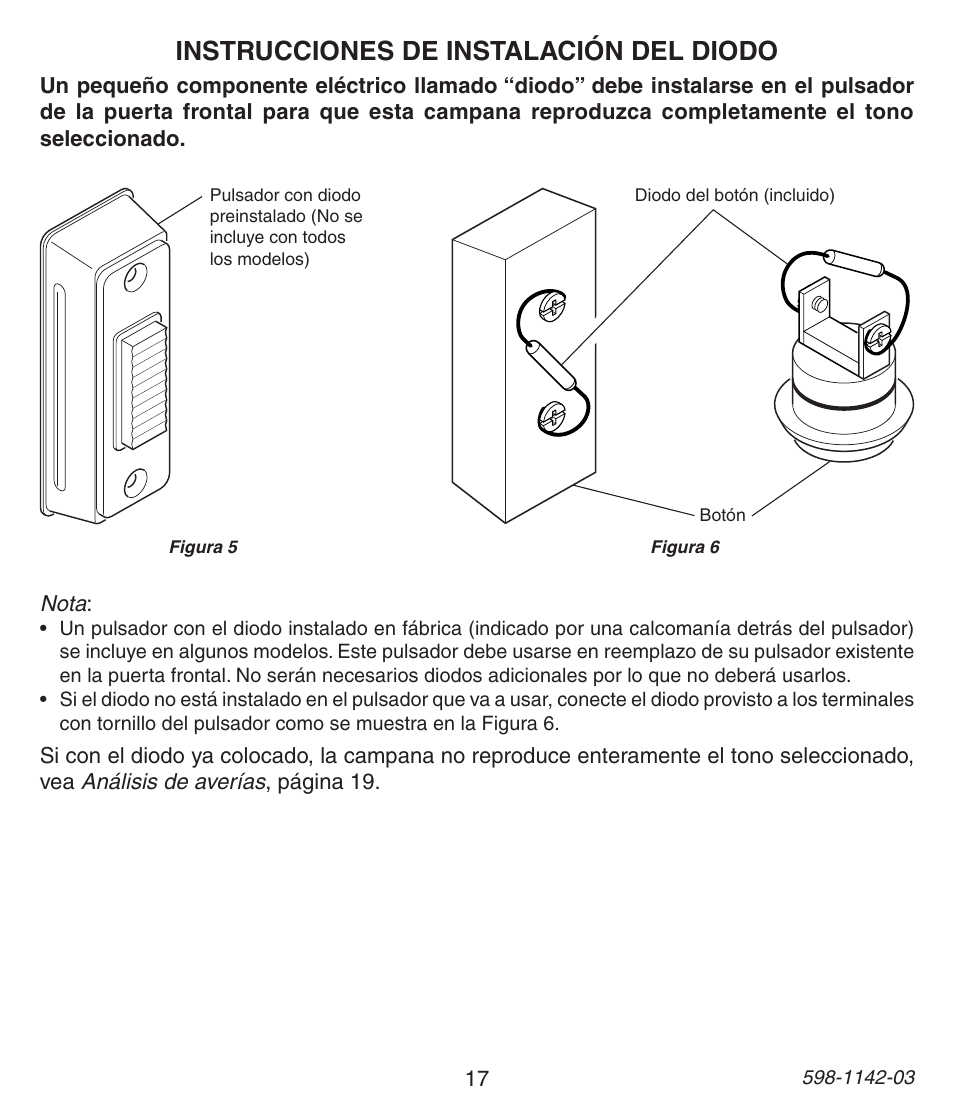 Instrucciones de instalación del diodo | Heath Zenith 125C User Manual | Page 17 / 36