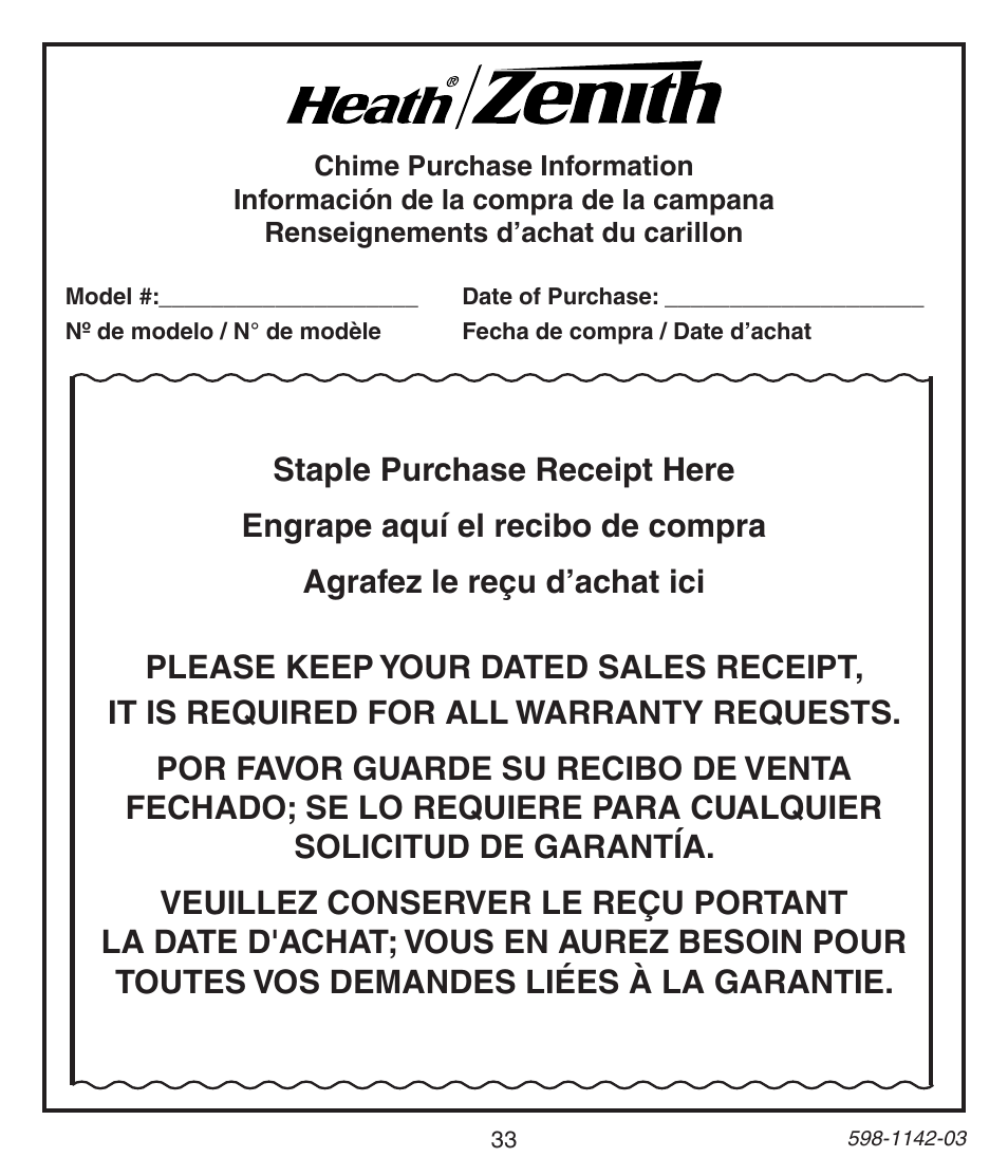 Heath Zenith 125C User Manual | Page 33 / 36
