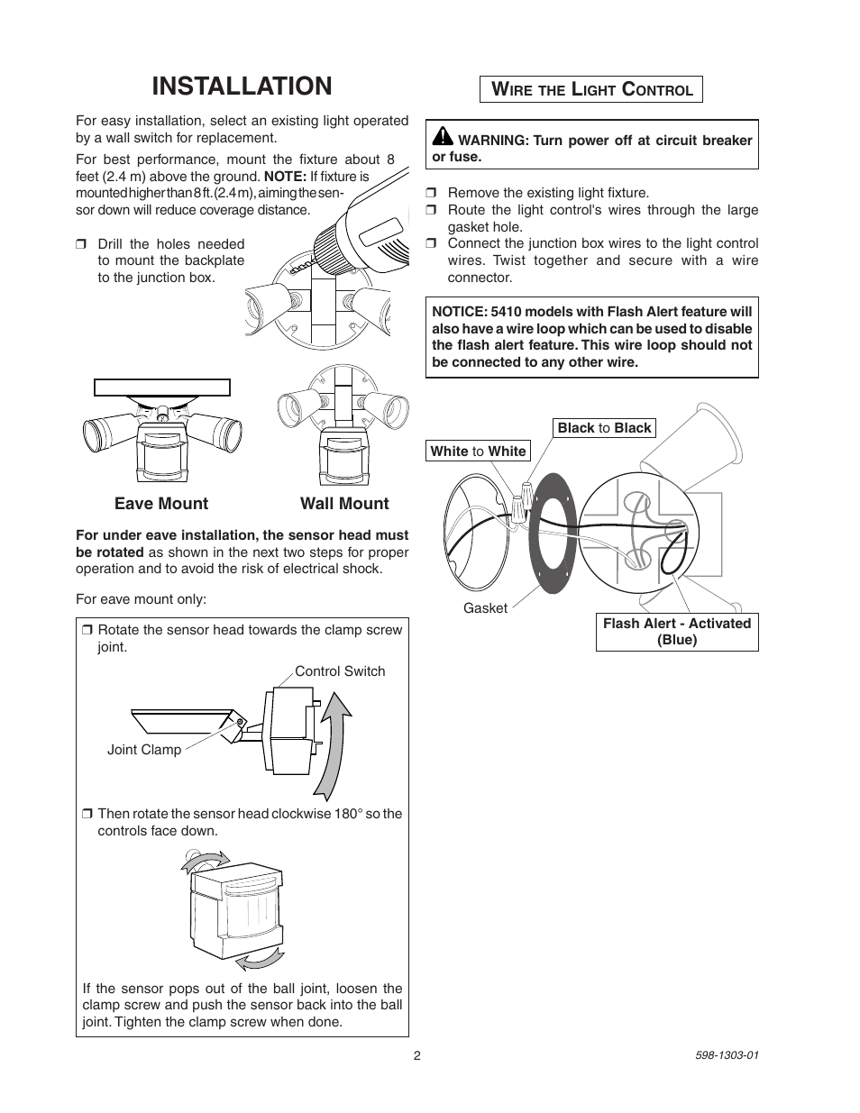 Installation | Heath Zenith Motion Sensor Light Control 5408 / 5410 User Manual | Page 2 / 20