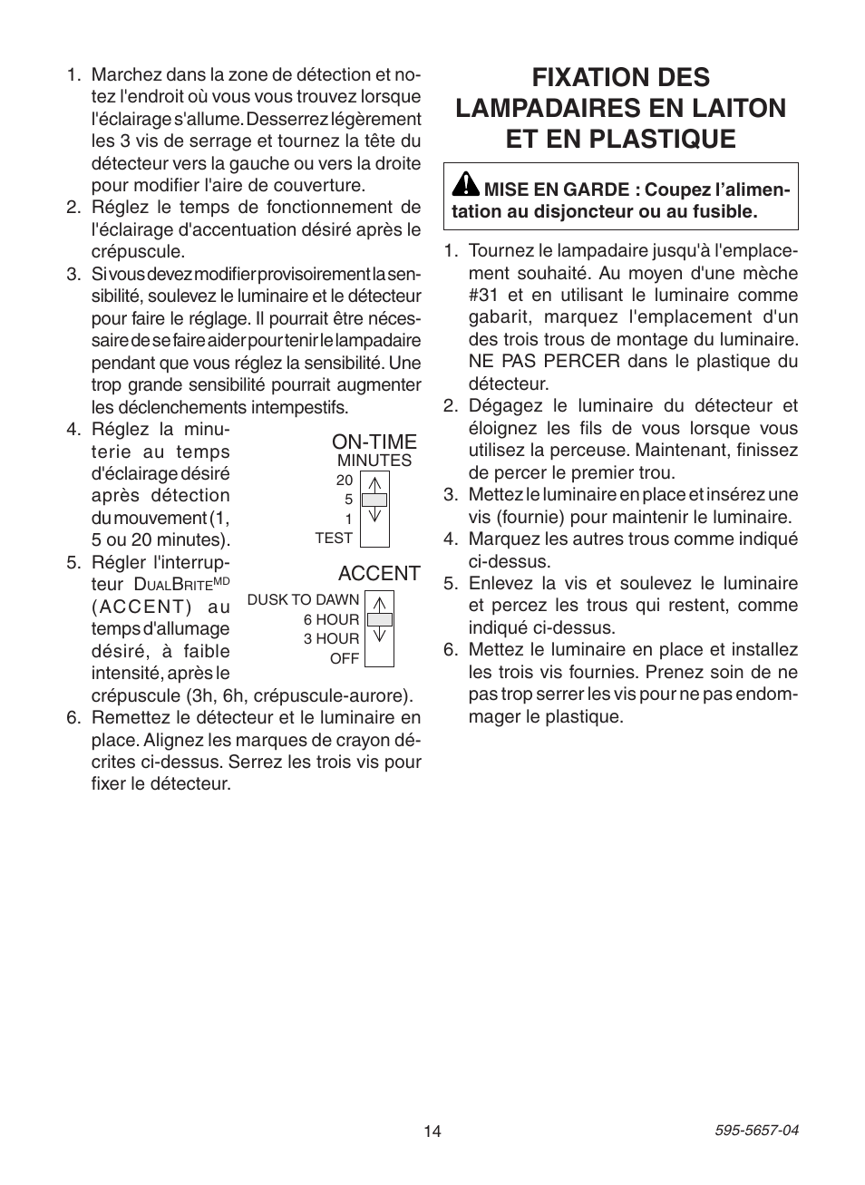 Fixation des lampadaires en laiton et en plastique | Heath Zenith Motion Sensing Post Light Adapter SL-4100 User Manual | Page 14 / 16