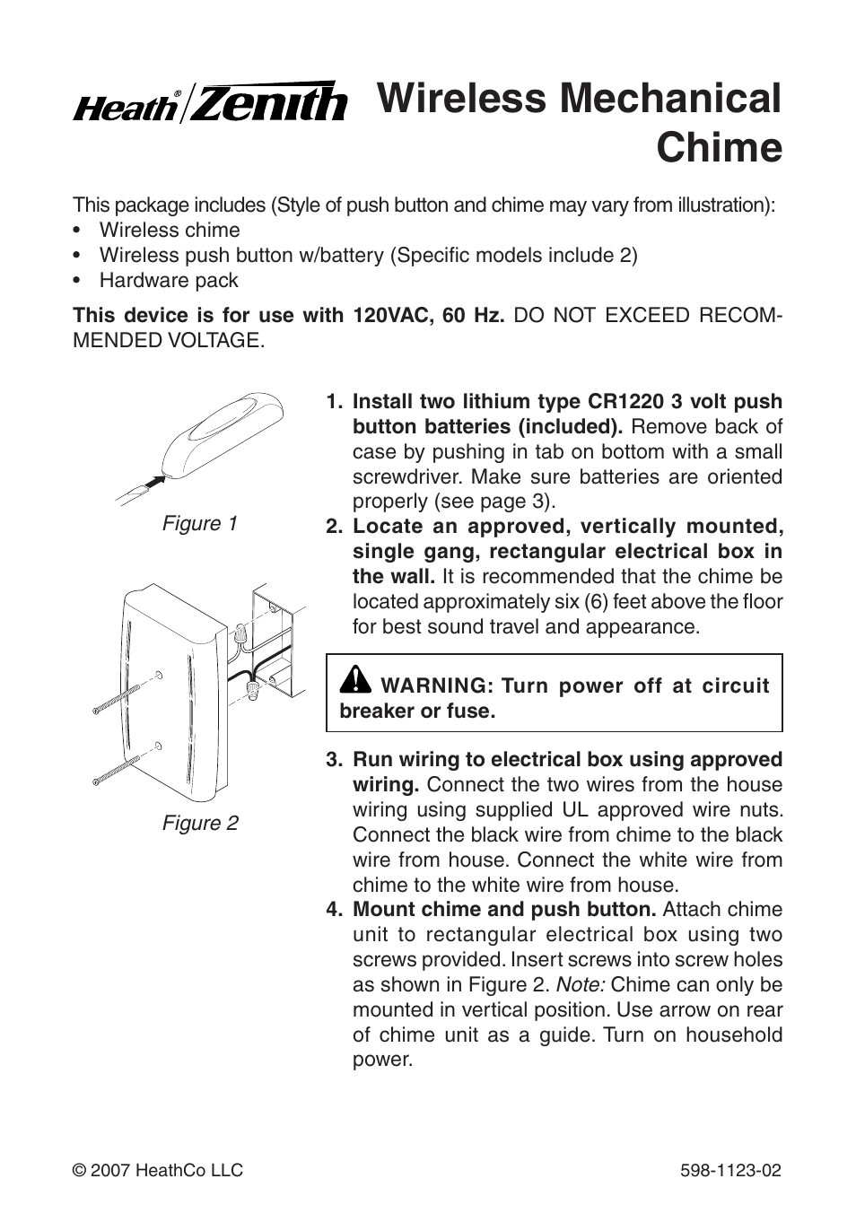 Heath Zenith Wireless Mechanical Chime User Manual | 16 pages