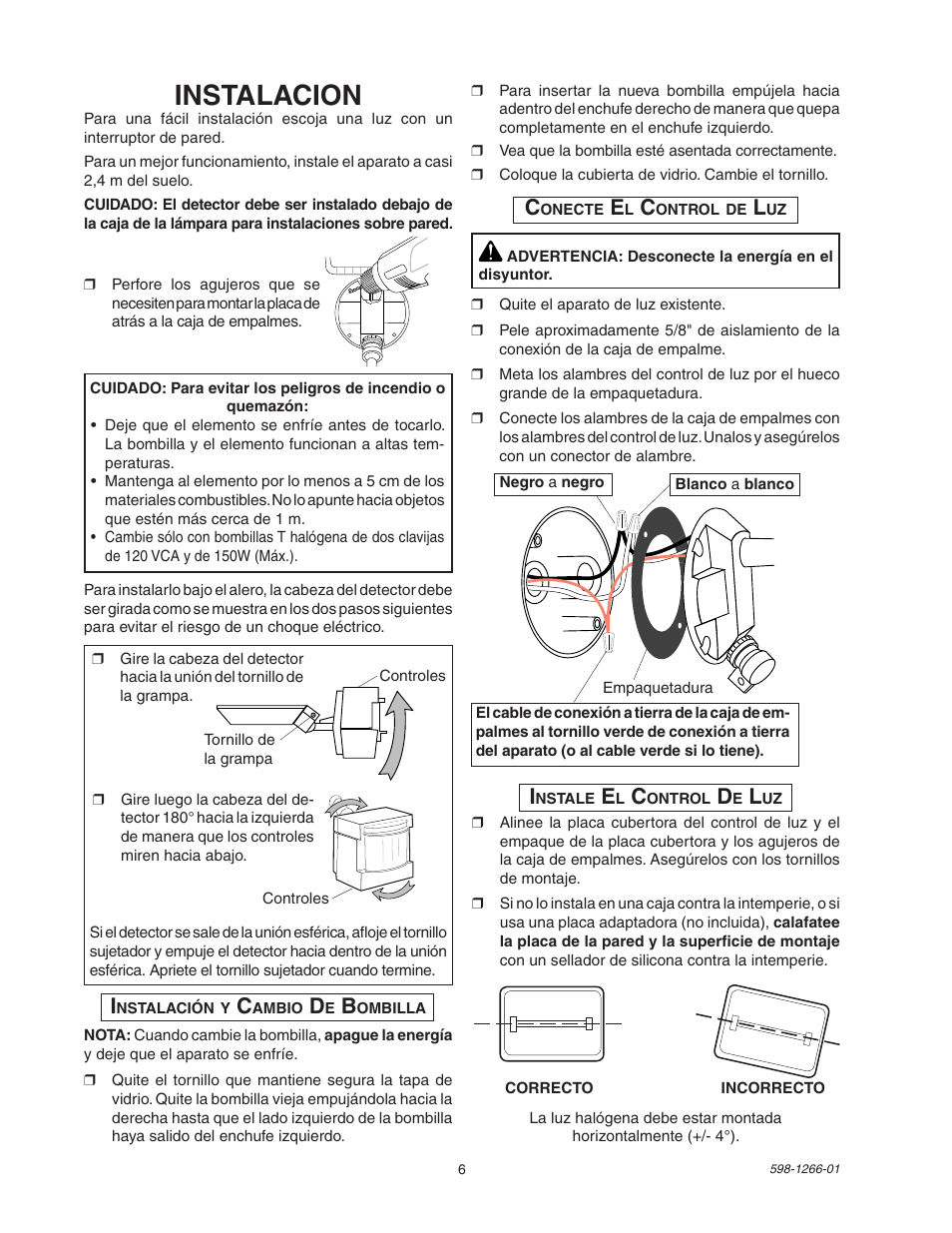 Instalacion | Heath Zenith SL-5511 User Manual | Page 6 / 12