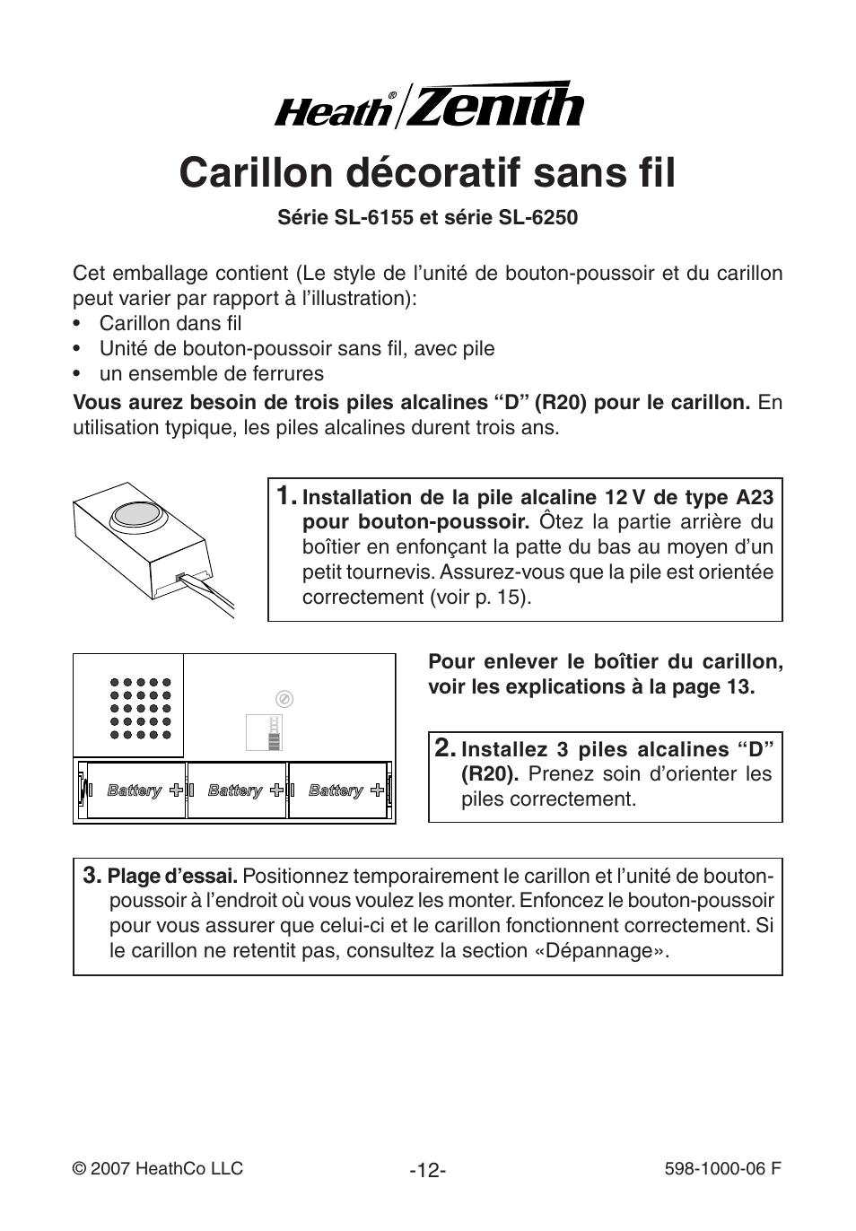 Carillon décoratif sans fil | Heath Zenith SL-6250 User Manual | Page 12 / 20