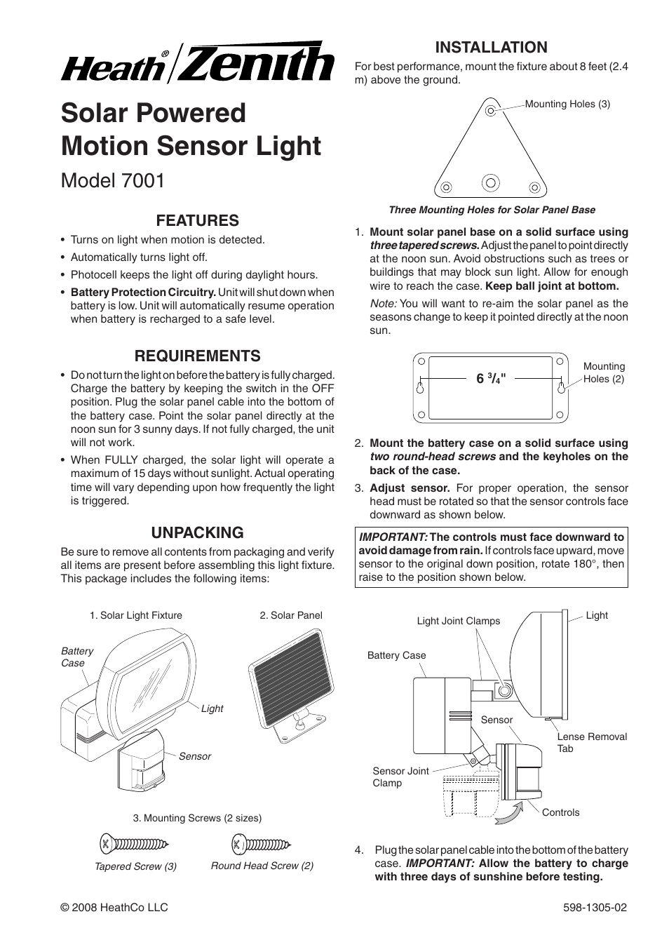 Heath Zenith 7001 User Manual | 12 pages