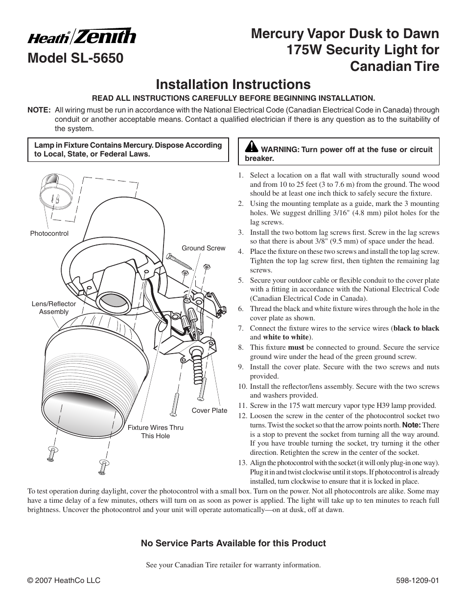 Heath Zenith SL-5650 User Manual | 3 pages