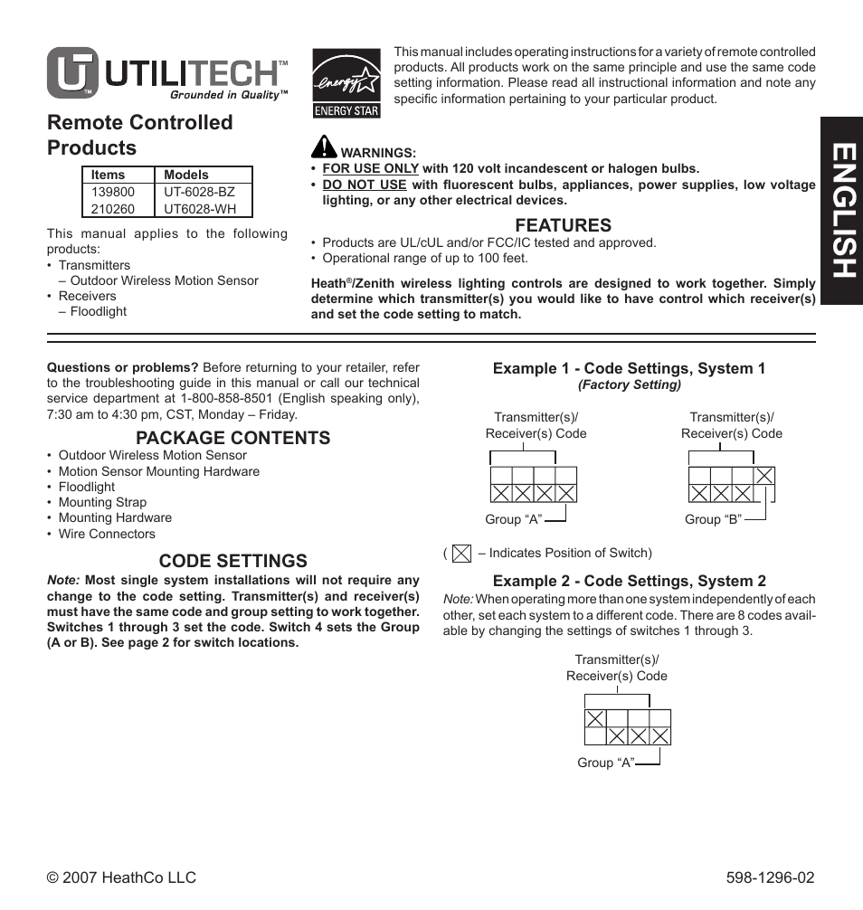 Heath Zenith UT-6028-BZ User Manual | 24 pages