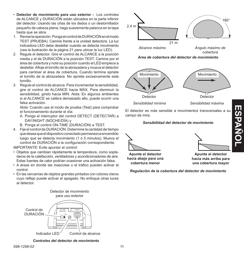 Esp a ño l | Heath Zenith UT-6028-BZ User Manual | Page 11 / 24