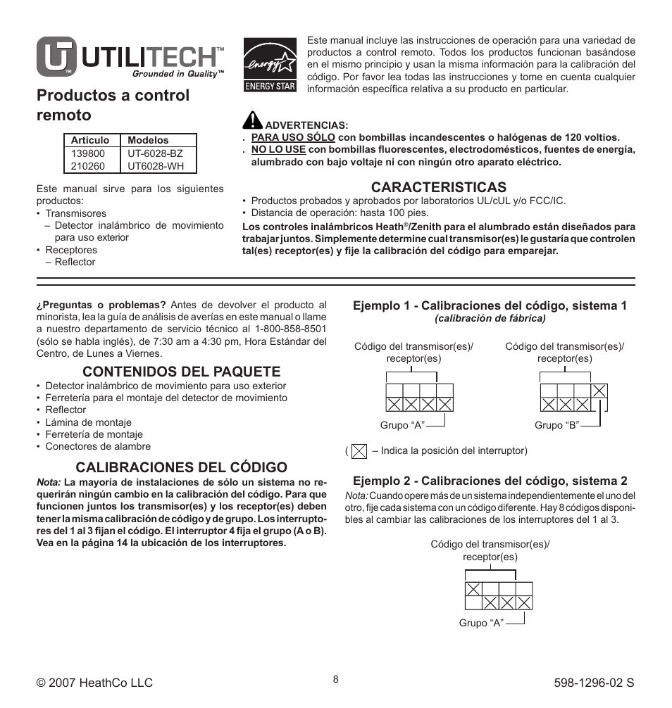 Heath Zenith UT-6028-BZ User Manual | Page 8 / 24