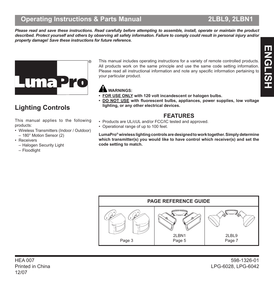 Heath Zenith 2LBL9 User Manual | 24 pages