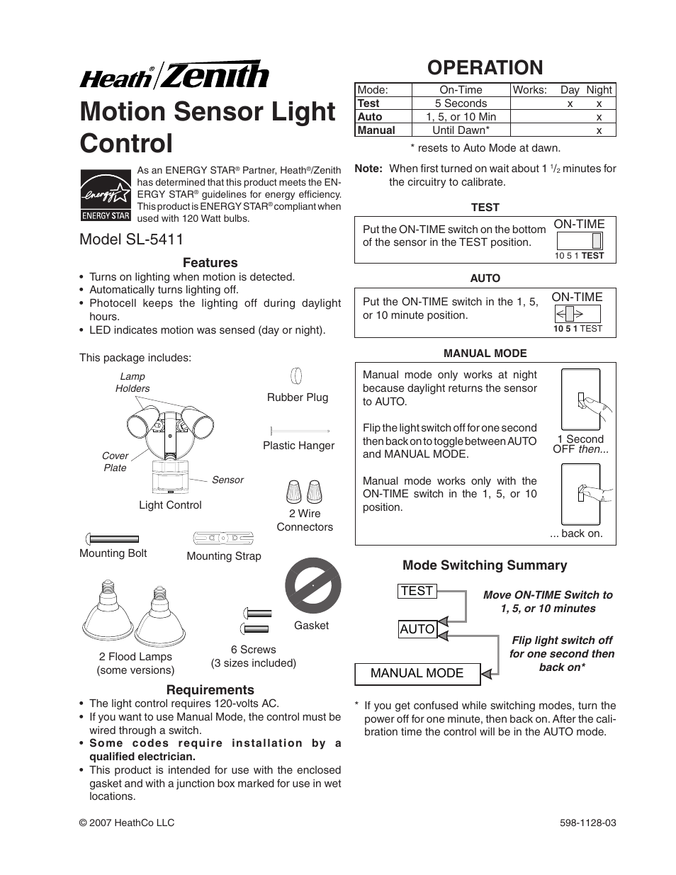 Heath Zenith SL-5411-WH User Manual | 12 pages