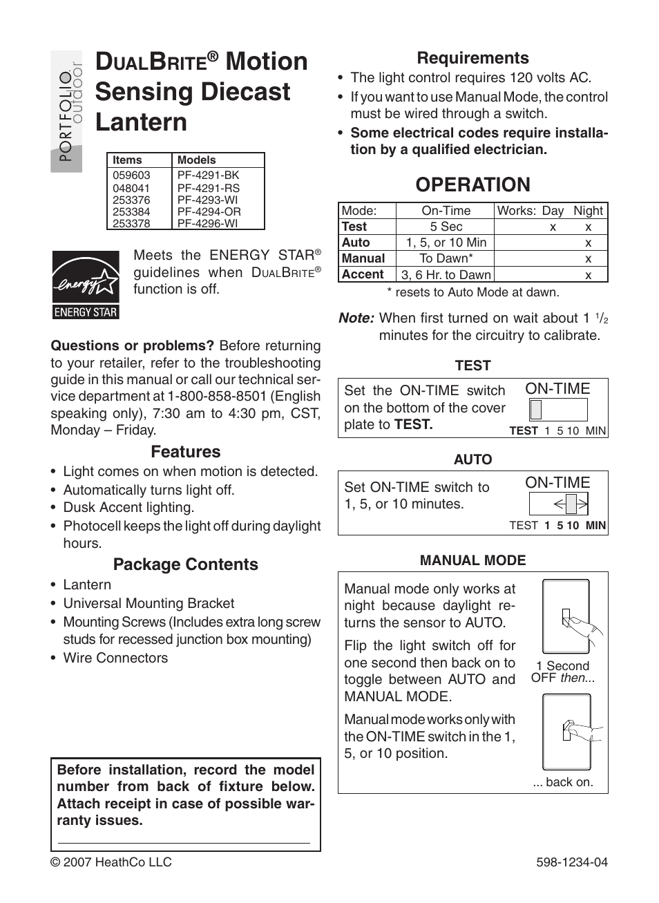 Heath Zenith PF-4294-OR User Manual | 24 pages