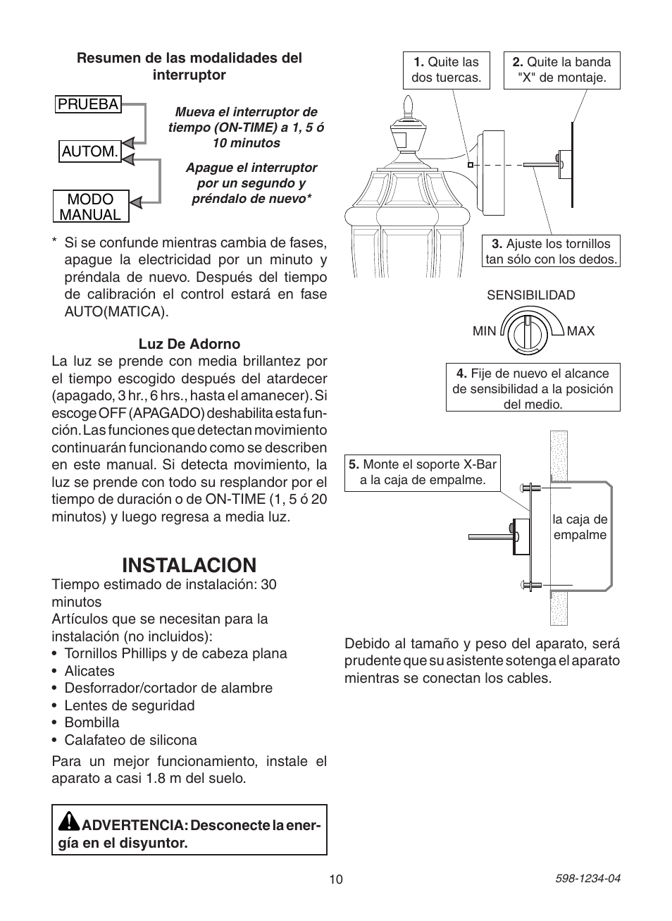 Instalacion | Heath Zenith PF-4294-OR User Manual | Page 10 / 24