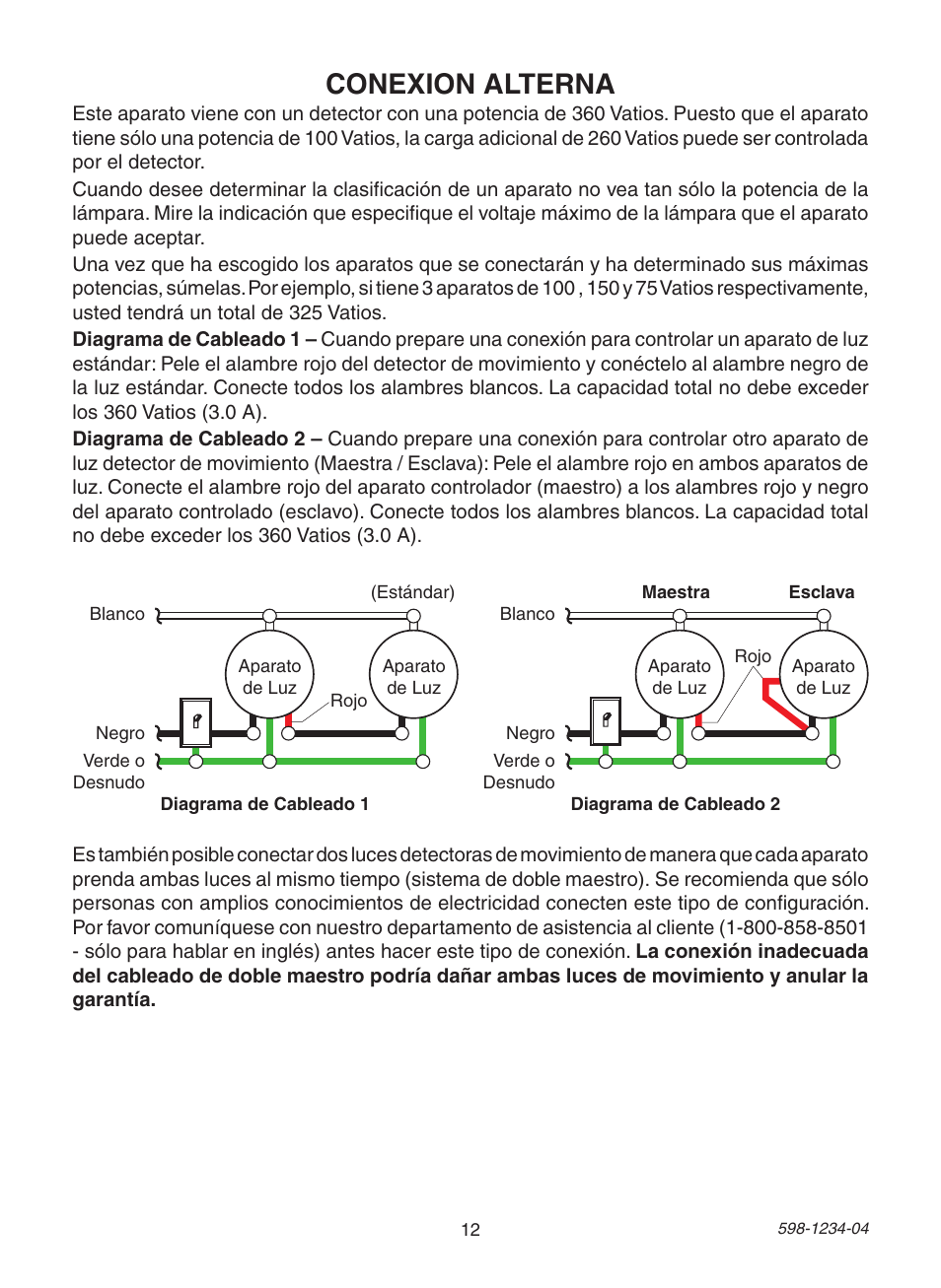 Conexion alterna | Heath Zenith PF-4294-OR User Manual | Page 12 / 24