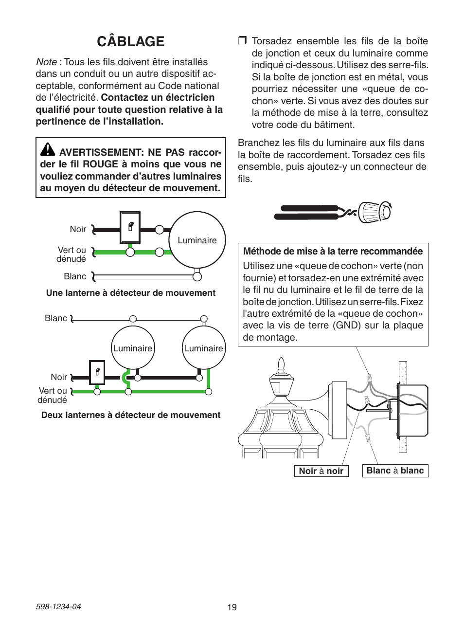 Câblage | Heath Zenith PF-4294-OR User Manual | Page 19 / 24