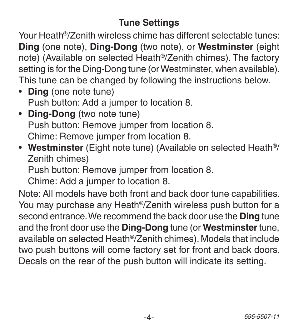 Heath Zenith Wireless Push Button Accessory SL-6290 Series User Manual | Page 4 / 24