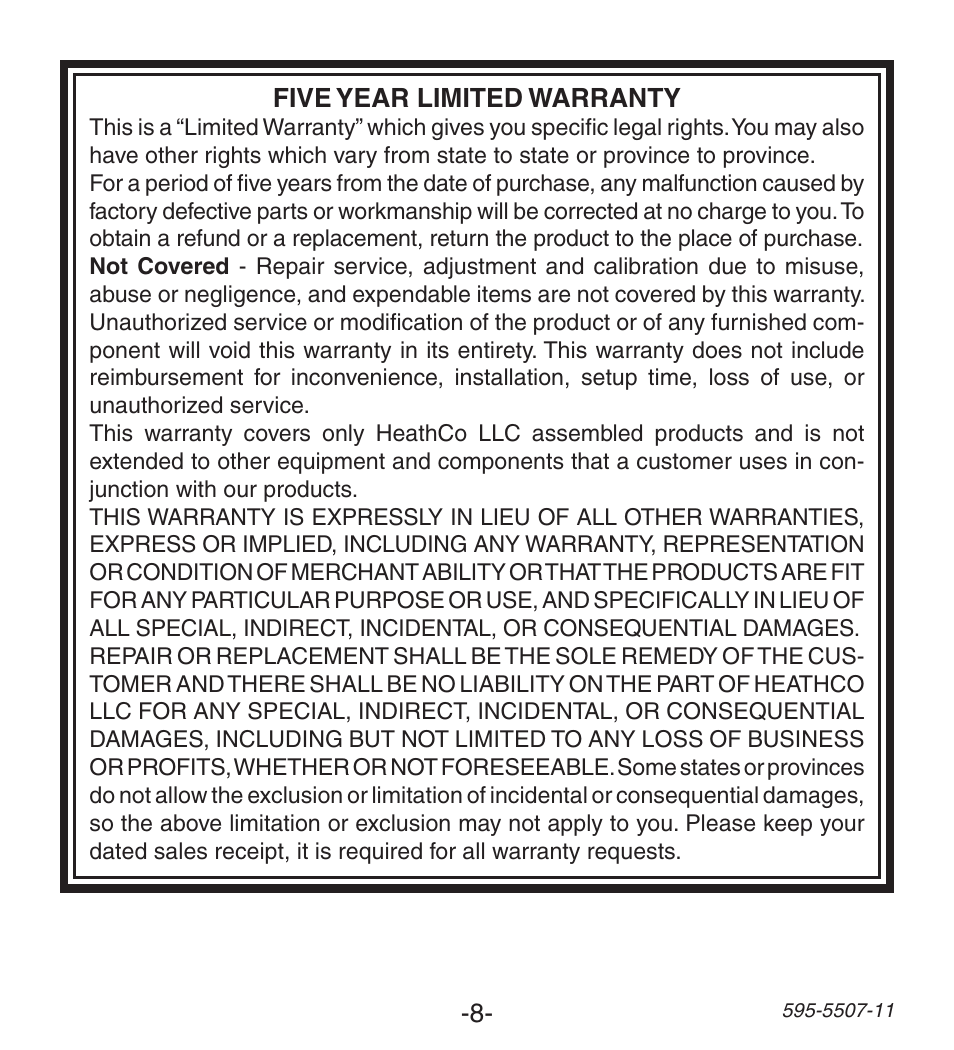 Heath Zenith Wireless Push Button Accessory SL-6290 Series User Manual | Page 8 / 24