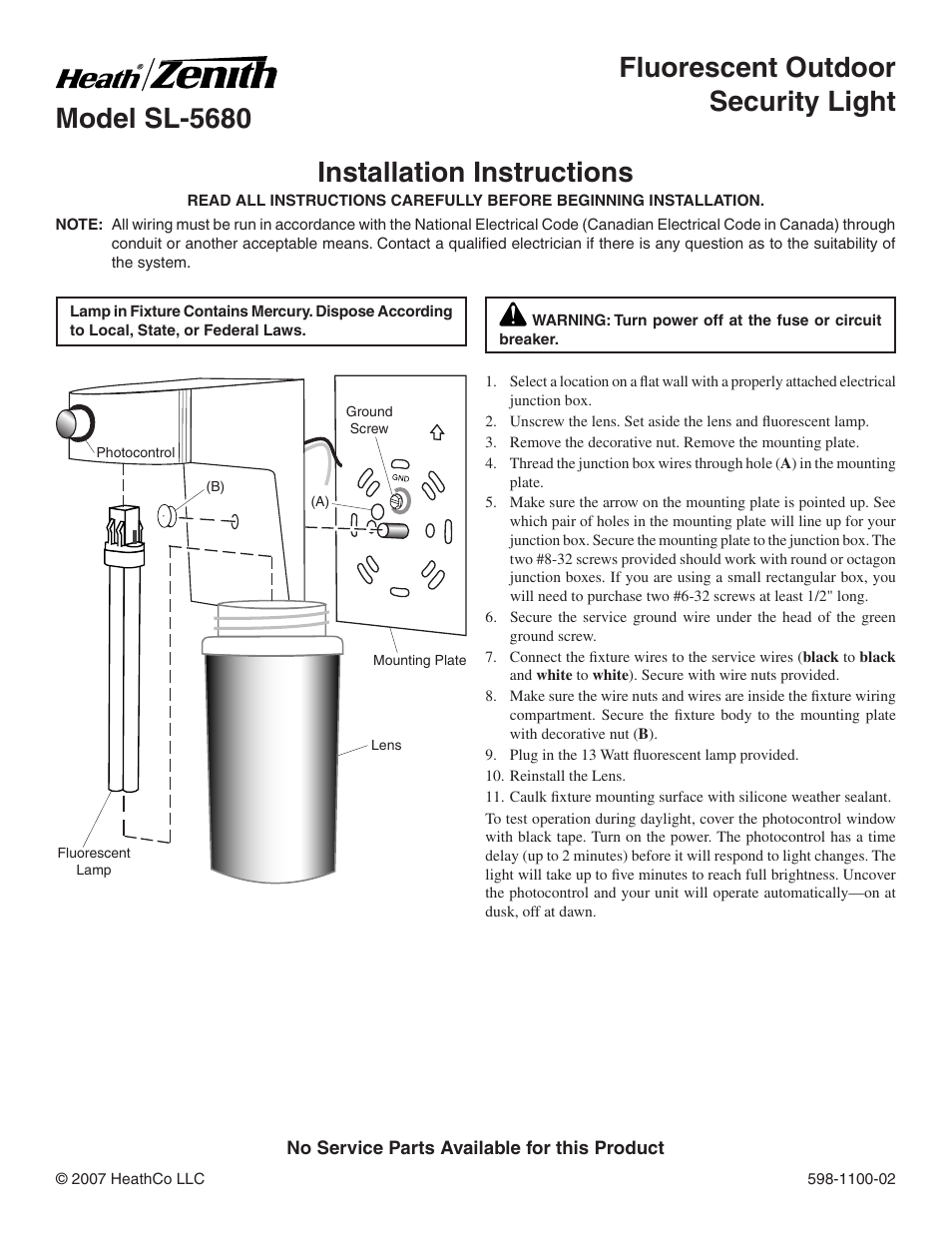 Heath Zenith SL-5680 User Manual | 4 pages