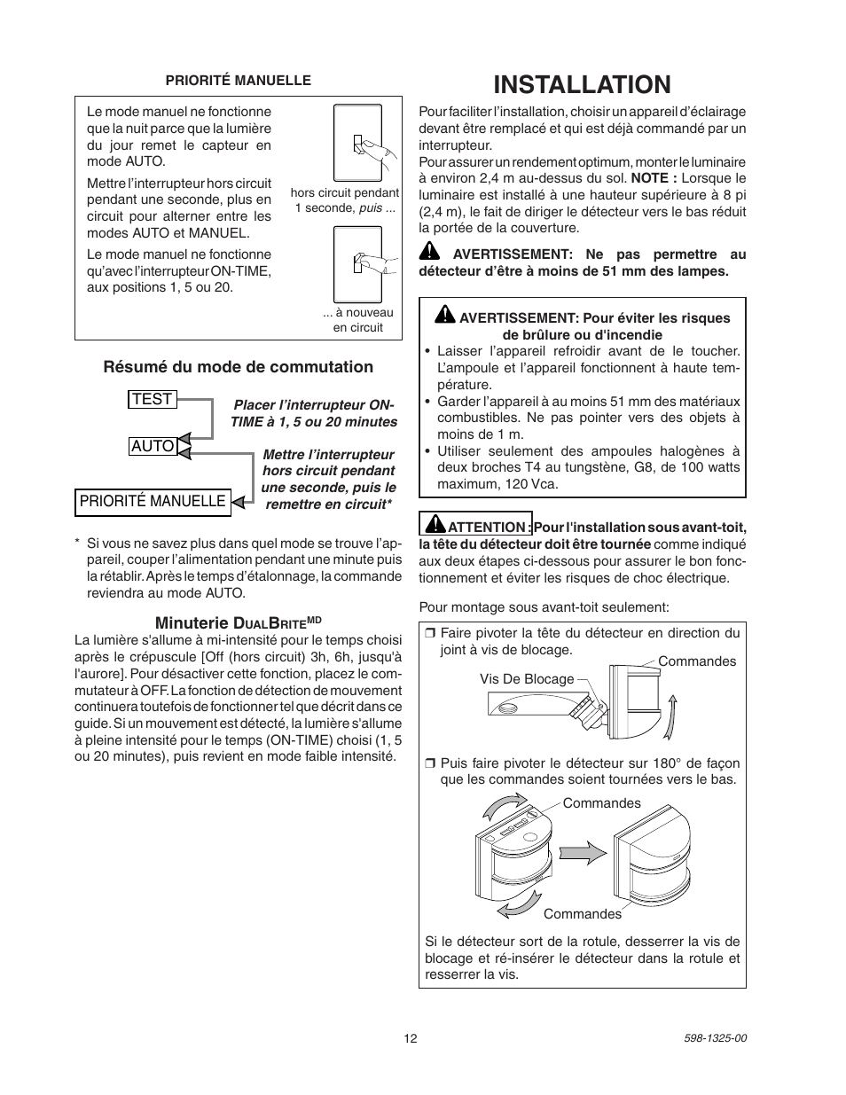 Installation | Heath Zenith DualBrite Motion Sensor Light Control 2LBL3 User Manual | Page 12 / 16