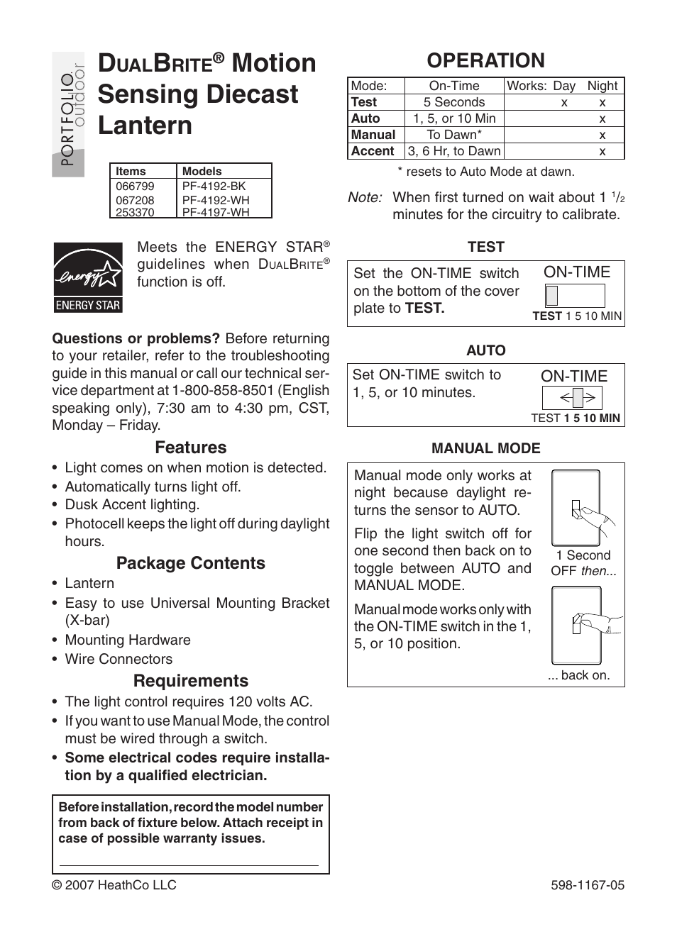 Heath Zenith DualBrite PF-4192-BK User Manual | 24 pages