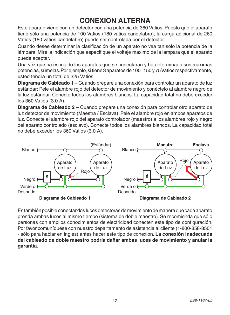 Conexion alterna | Heath Zenith DualBrite PF-4192-BK User Manual | Page 12 / 24