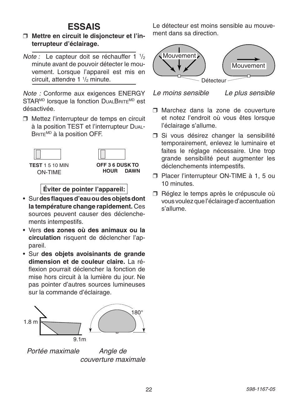 Essais | Heath Zenith DualBrite PF-4192-BK User Manual | Page 22 / 24