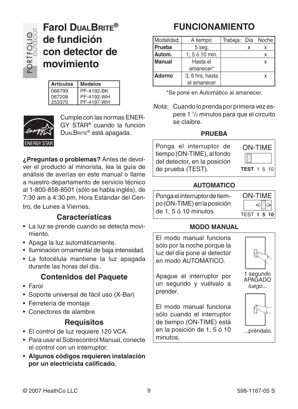 Heath Zenith DualBrite PF-4192-BK User Manual | Page 9 / 24