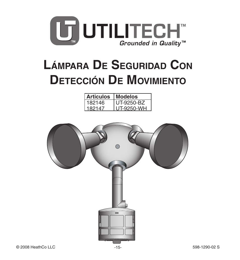 Heath Zenith Motion Sensing Security Light UT-9250-BZ User Manual | Page 15 / 42