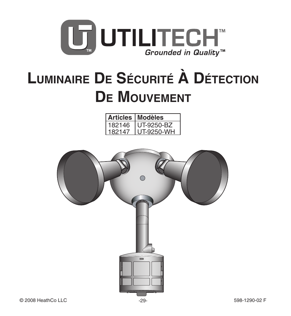 Heath Zenith Motion Sensing Security Light UT-9250-BZ User Manual | Page 29 / 42