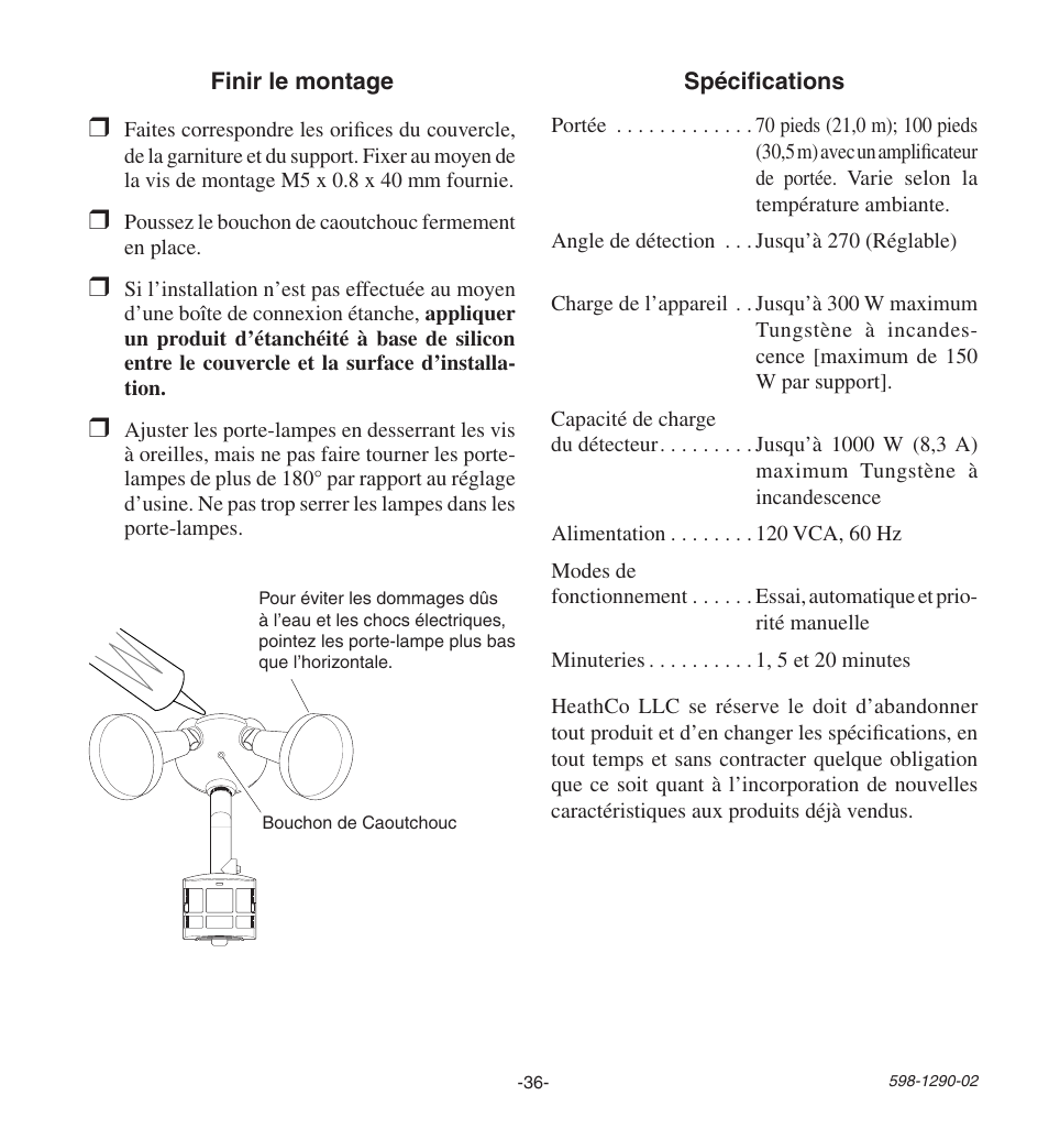 Heath Zenith Motion Sensing Security Light UT-9250-BZ User Manual | Page 36 / 42