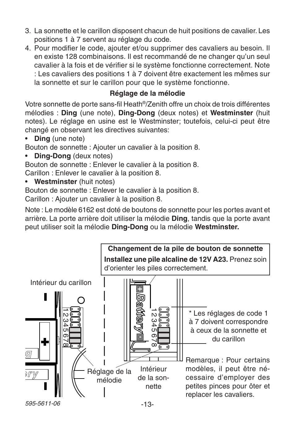 Battery, Battery ba tte ry | Heath Zenith SL-6171 User Manual | Page 13 / 16