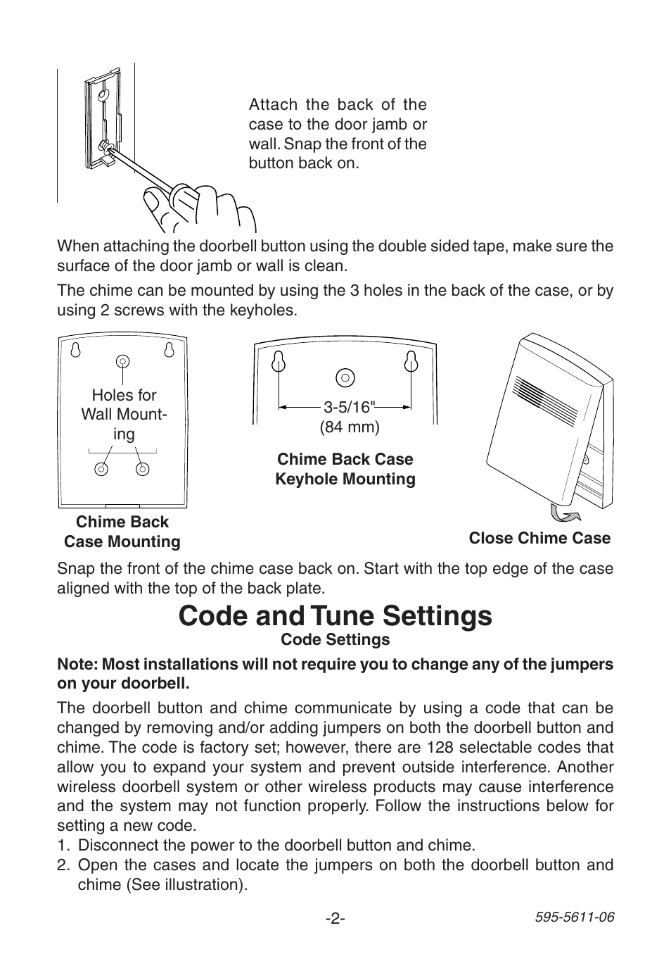 Code and tune settings | Heath Zenith SL-6171 User Manual | Page 2 / 16