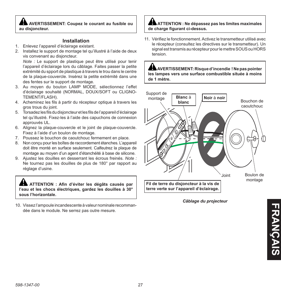 Fra n ça is | Heath Zenith Secure Home 598-1347-00 User Manual | Page 27 / 32