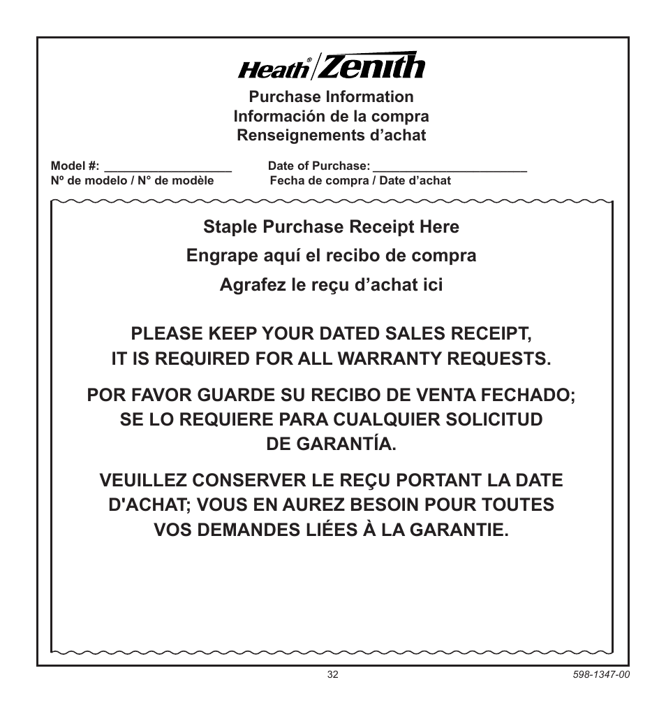 Heath Zenith Secure Home 598-1347-00 User Manual | Page 32 / 32
