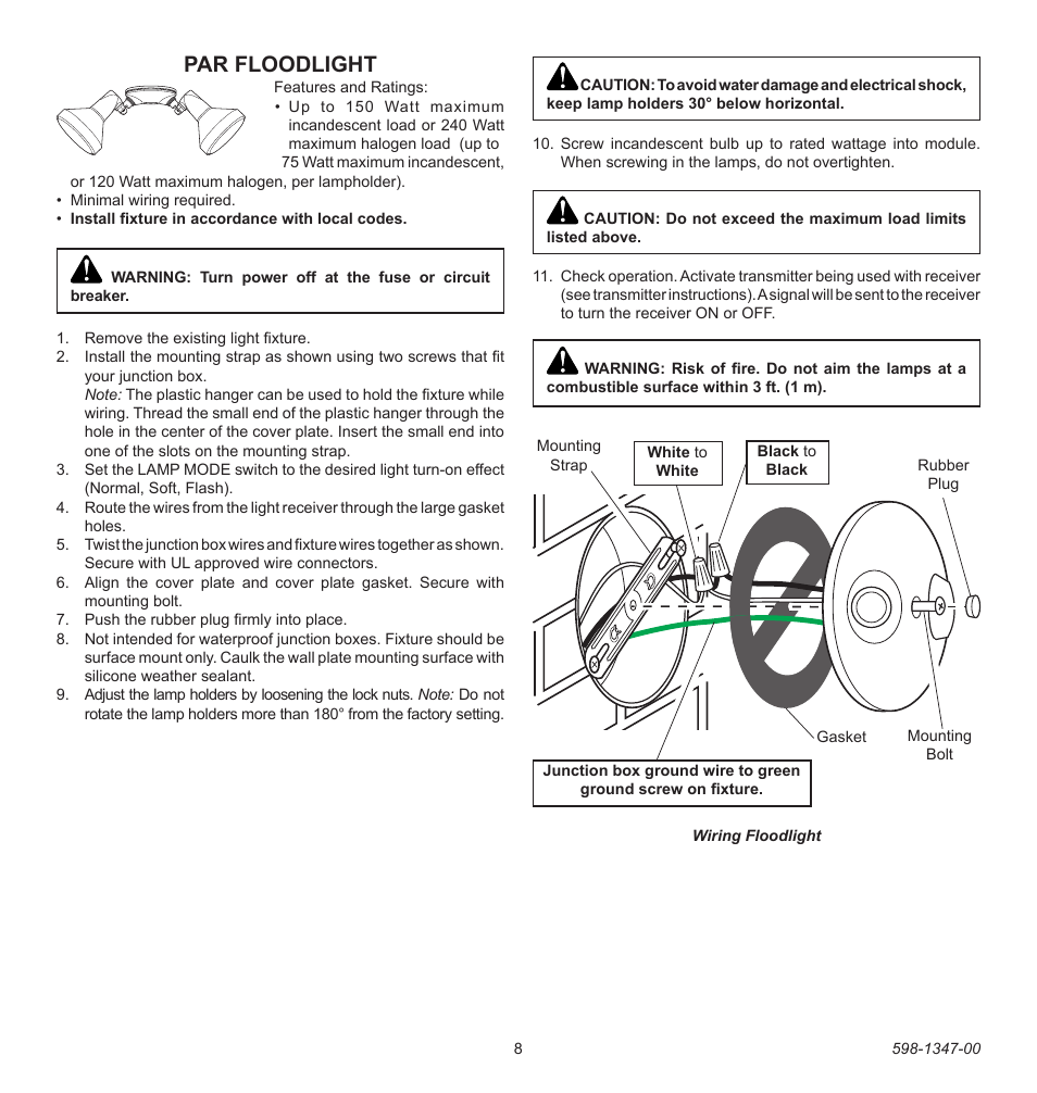 Par floodlight | Heath Zenith Secure Home 598-1347-00 User Manual | Page 8 / 32