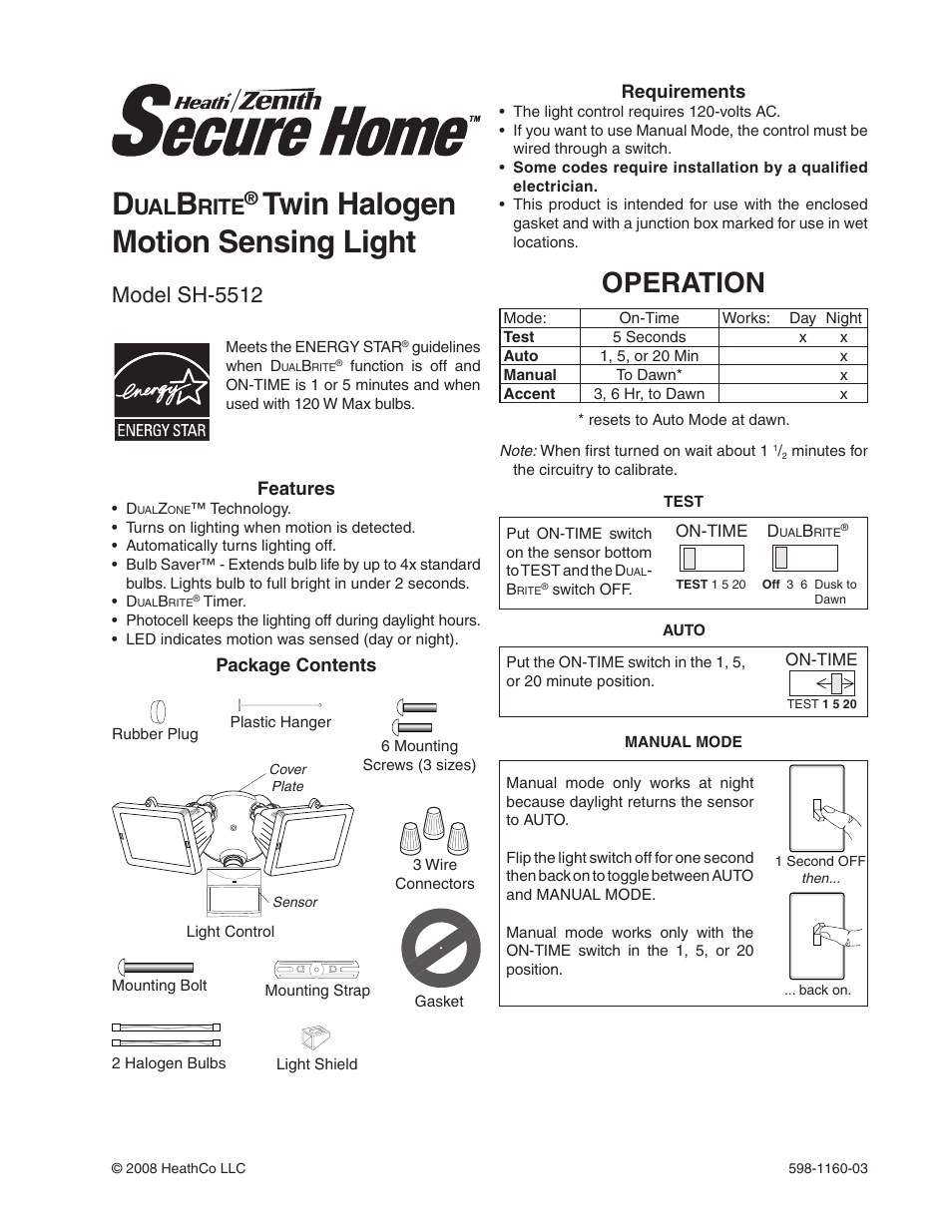 Heath Zenith SH-5512 User Manual | 20 pages