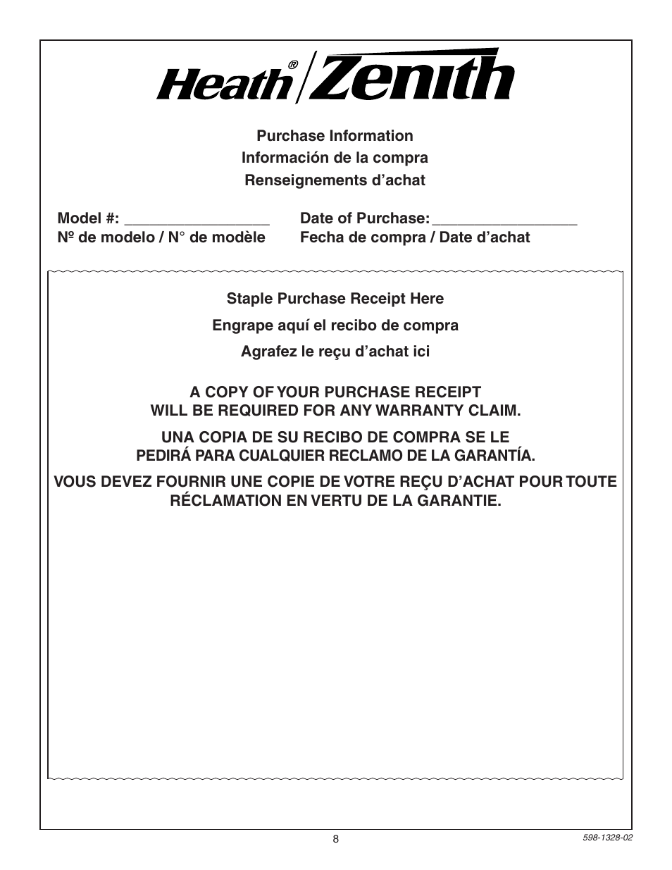 Heath Zenith SL-9272 User Manual | Page 8 / 8