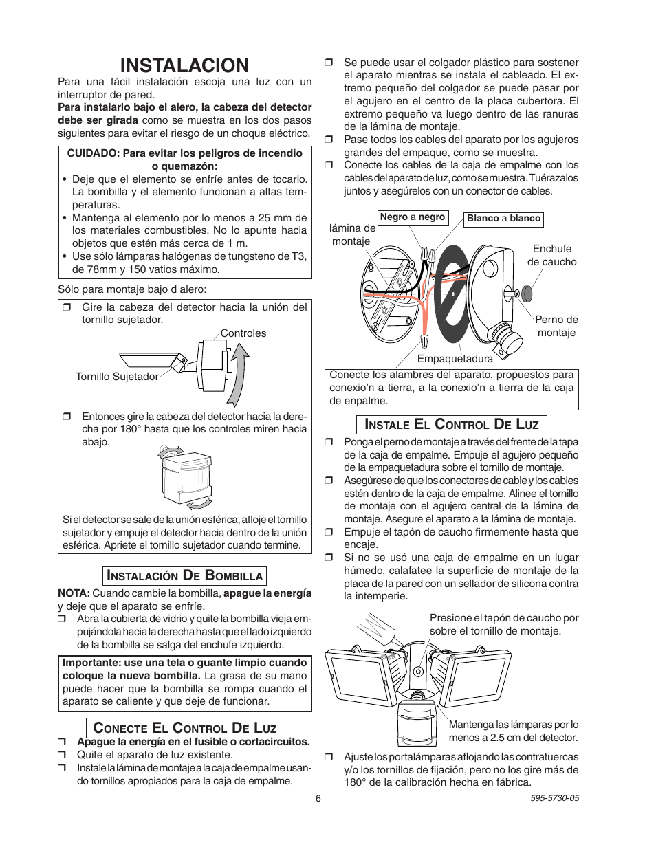 Instalacion | Heath Zenith SL-5514 User Manual | Page 6 / 12