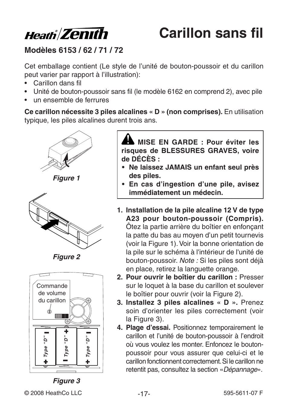 Carillon sans fil | Heath Zenith Wireless Chime 6153 User Manual | Page 17 / 24