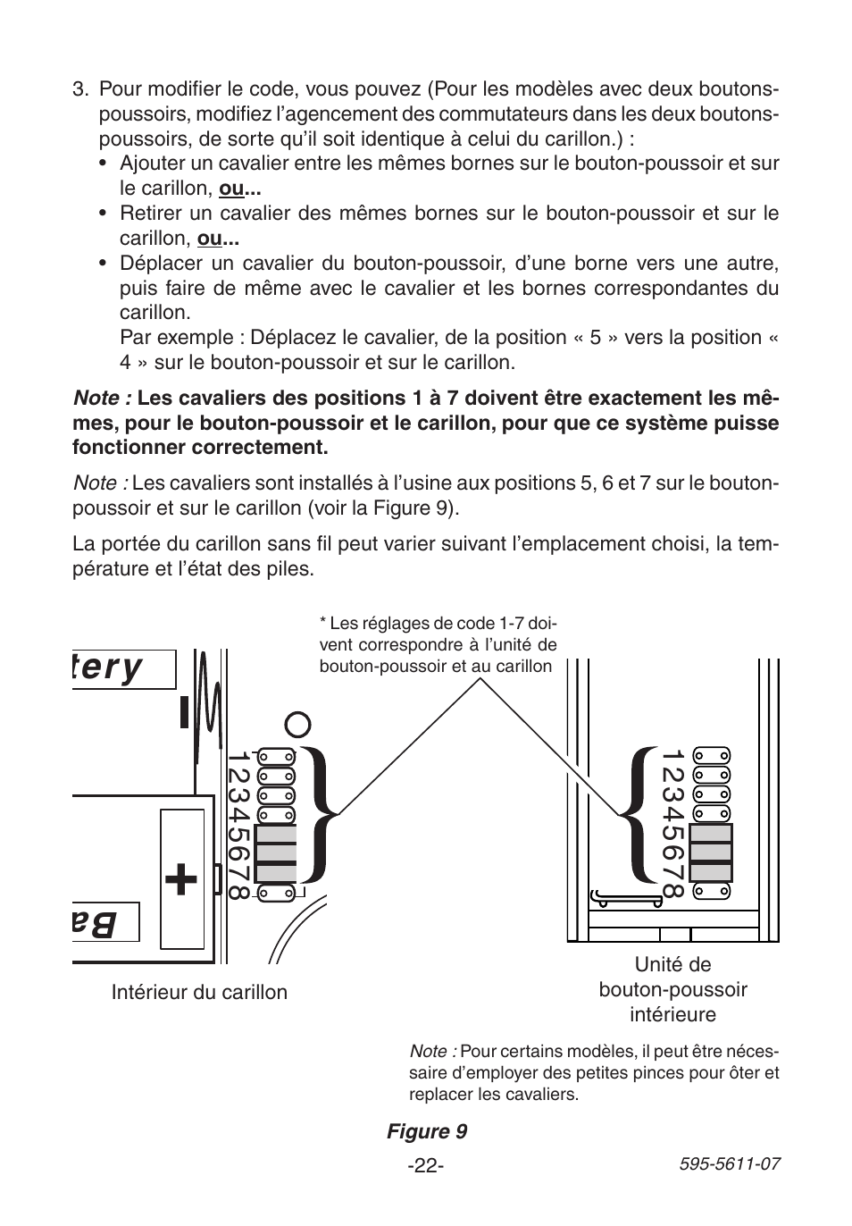 Ba tte ry battery battery | Heath Zenith Wireless Chime 6153 User Manual | Page 22 / 24