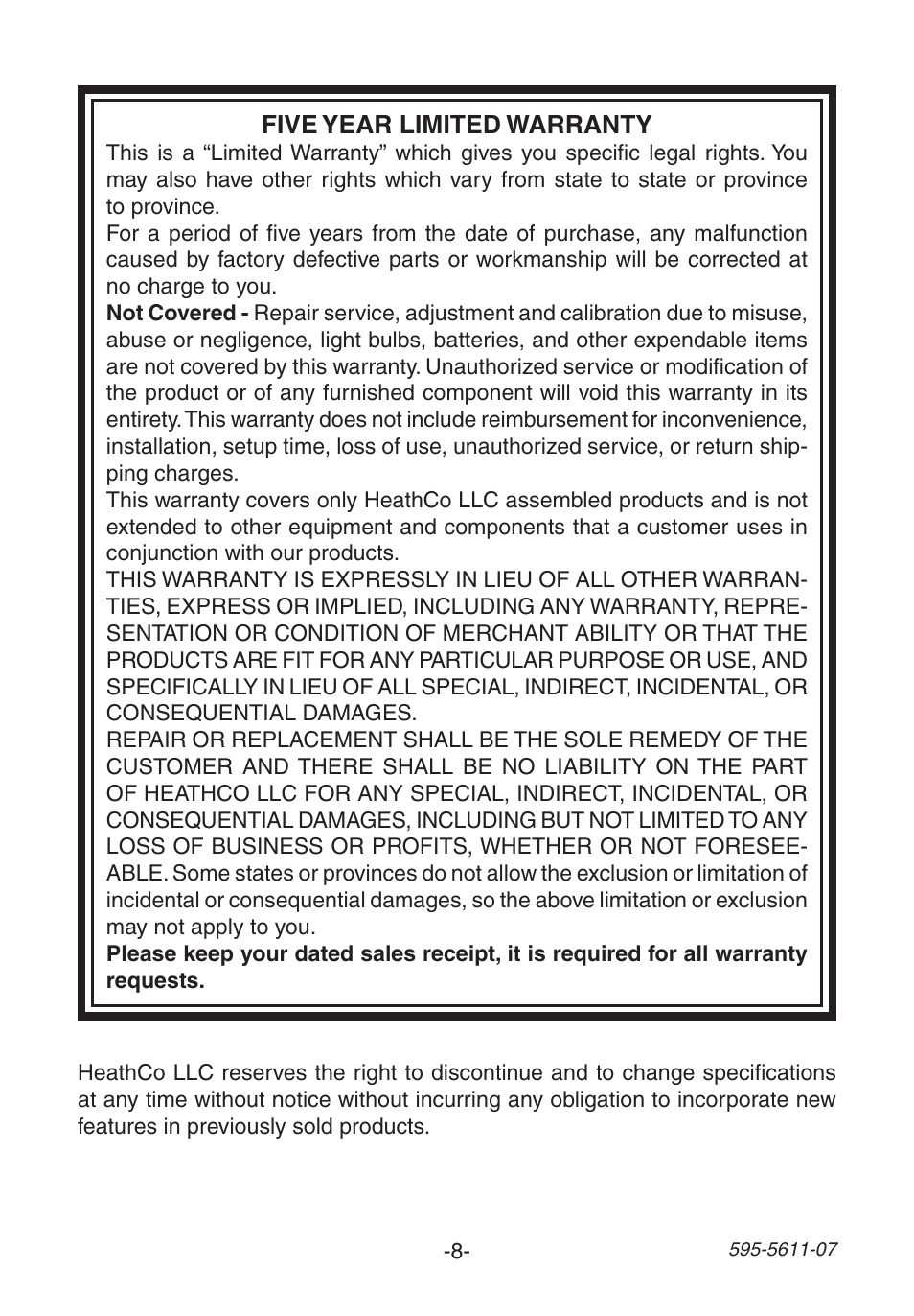 Heath Zenith Wireless Chime 6153 User Manual | Page 8 / 24