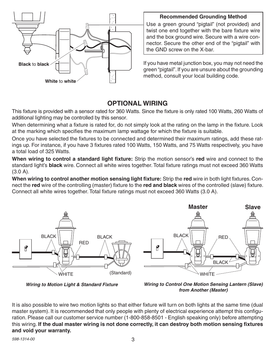 Optional wiring | Heath Zenith DualBrite Triple Halogen Motion Sensing Light 5598 User Manual | Page 3 / 20