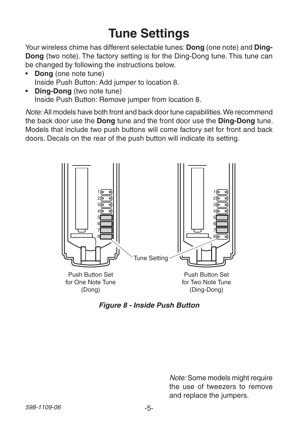 Tune settings | Heath Zenith 598-1109-06 User Manual | Page 5 / 28