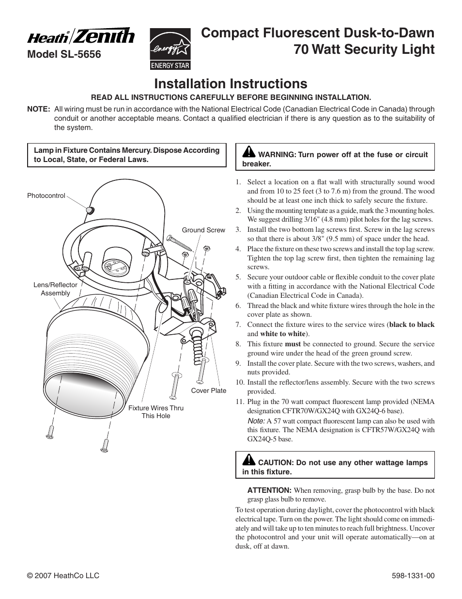 Heath Zenith SL-5656 User Manual | 4 pages