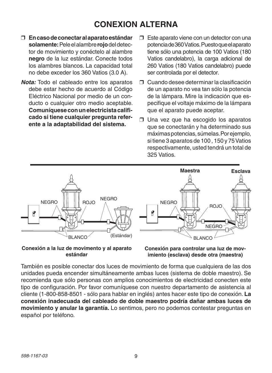 Conexion alterna | Heath Zenith 4193 User Manual | Page 9 / 20