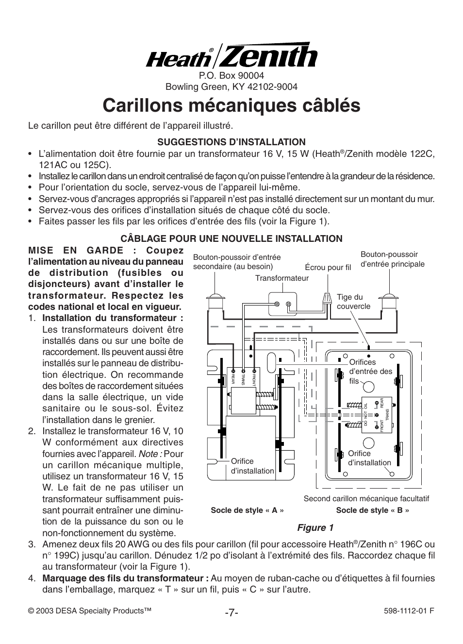 Carillons mécaniques câblés | Heath Zenith 122C  EU User Manual | Page 7 / 12